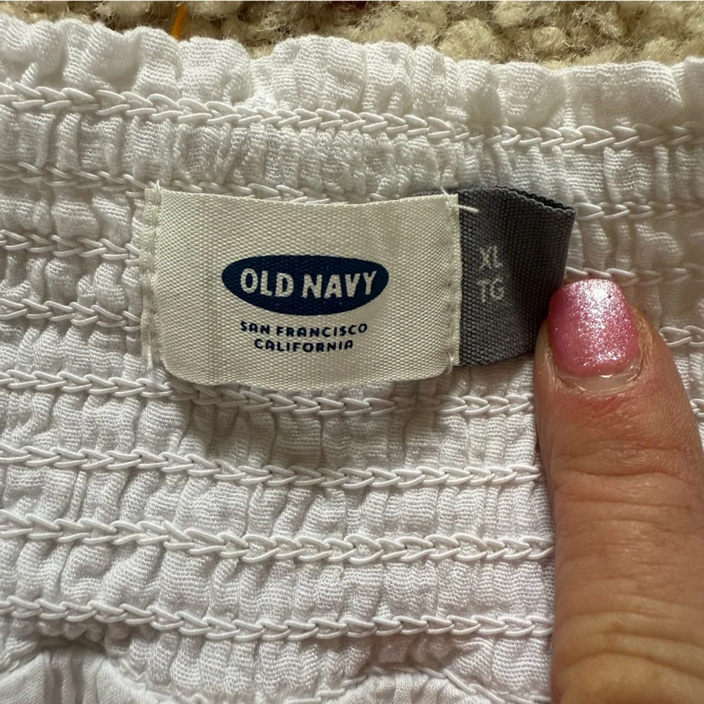 Old Navy White Linen‎ Blend Skirt Size XL Embroidered Boho Coastal Beachy